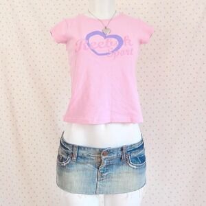vintage reebok sport pink baby tee y2k pastel heart graphic fitted t shirt